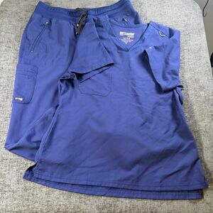 Grey's Anatomy Active Spandex Stretch 2 pc Navy Scrub Set Size Medium